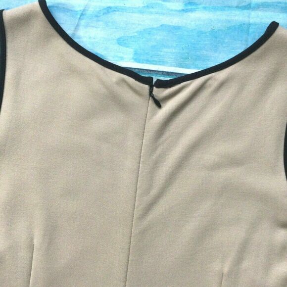 Ann Taylor Womens Dress size Medium Petite Tan Black Yellow Sheath Soft Stretch - Picture 12 of 12